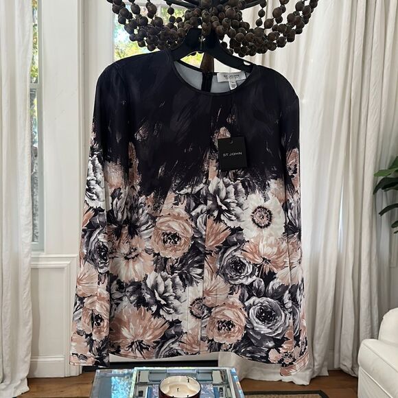 St. John Tops - ST. JOHN WOMEN’S CAVIER/CARAMEL MULTI COLOR TOP SIZE 8 NEW WITH TAGS